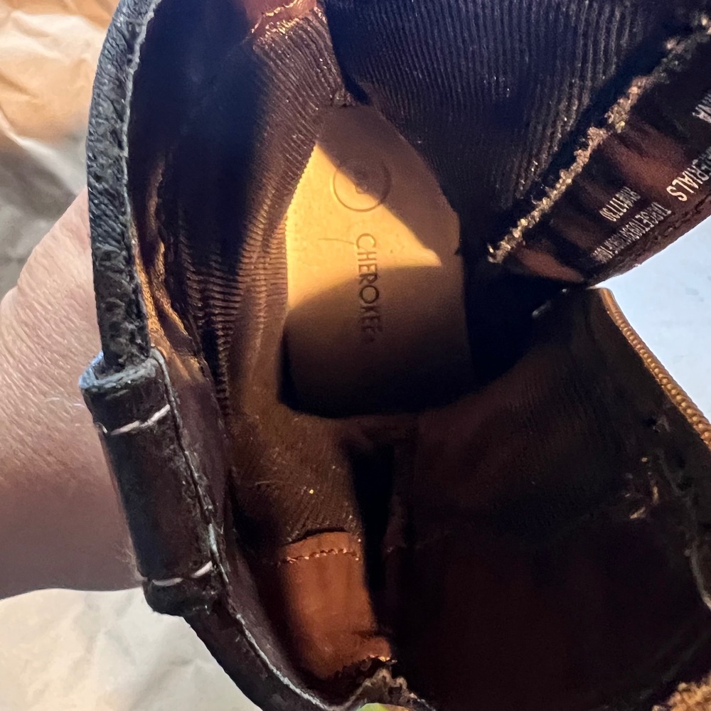 Cherokee Size 8 Toddler Cowboy Boots Brown Western Stitch Studded Side Zip - Picture 8 of 9